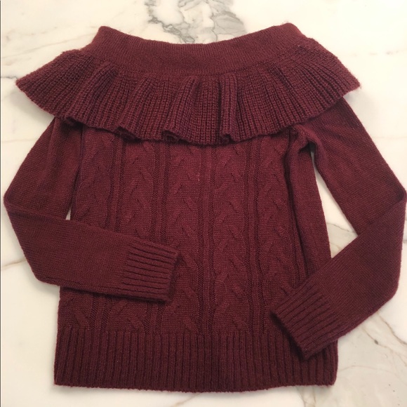 Wayf Sweaters - Dark Cranberry Off-Shoulder Sweater
